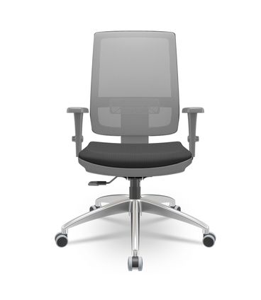 Cadeira Brizza Diretor Grafite Tela Cinza Assento Aero Preto Base RelaxPlax Alumínio - 66017