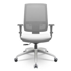 Cadeira Brizza Diretor Grafite Tela Cinza Assento Aero Branco Base RelaxPlax Alumínio - 66019