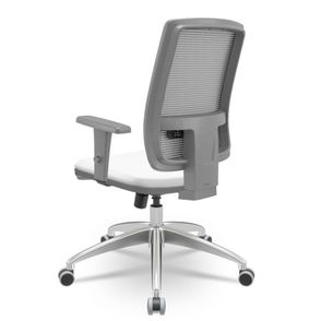 Cadeira Brizza Diretor Grafite Tela Cinza Assento Aero Branco Base RelaxPlax Alumínio - 66019