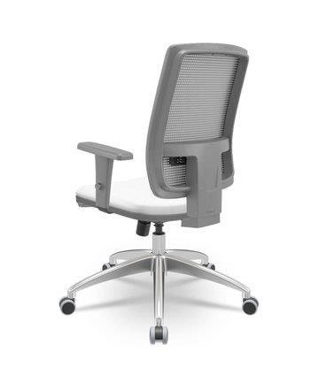 Cadeira Brizza Diretor Grafite Tela Cinza Assento Aero Branco Base RelaxPlax Alumínio - 66019