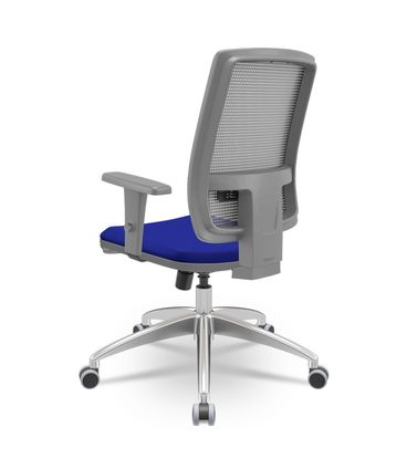 Cadeira Brizza Diretor Grafite Tela Cinza Assento Aero Azul Base RelaxPlax Alumínio - 66021