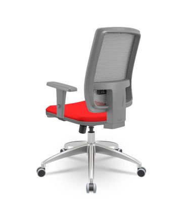 Cadeira Brizza Diretor Grafite Tela Cinza Assento Aero Vermelho Base RelaxPlax Alumínio - 66022