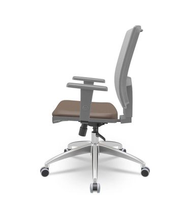 Cadeira Brizza Diretor Grafite Tela Cinza Assento Vinil Marrom Base RelaxPlax Alumínio - 66026