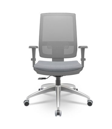 Cadeira Brizza Diretor Grafite Tela Cinza Assento Vinil Cinza Base RelaxPlax Alumínio - 66027