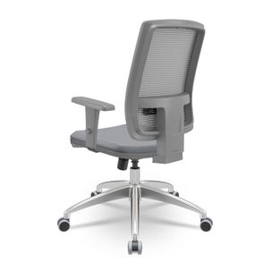 Cadeira Brizza Diretor Grafite Tela Cinza Assento Vinil Cinza Base RelaxPlax Alumínio - 66027