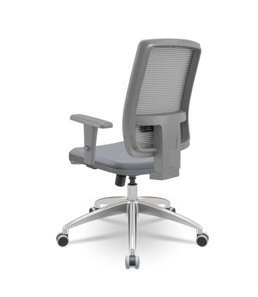 Cadeira Brizza Diretor Grafite Tela Cinza Assento Vinil Cinza Base RelaxPlax Alumínio - 66027