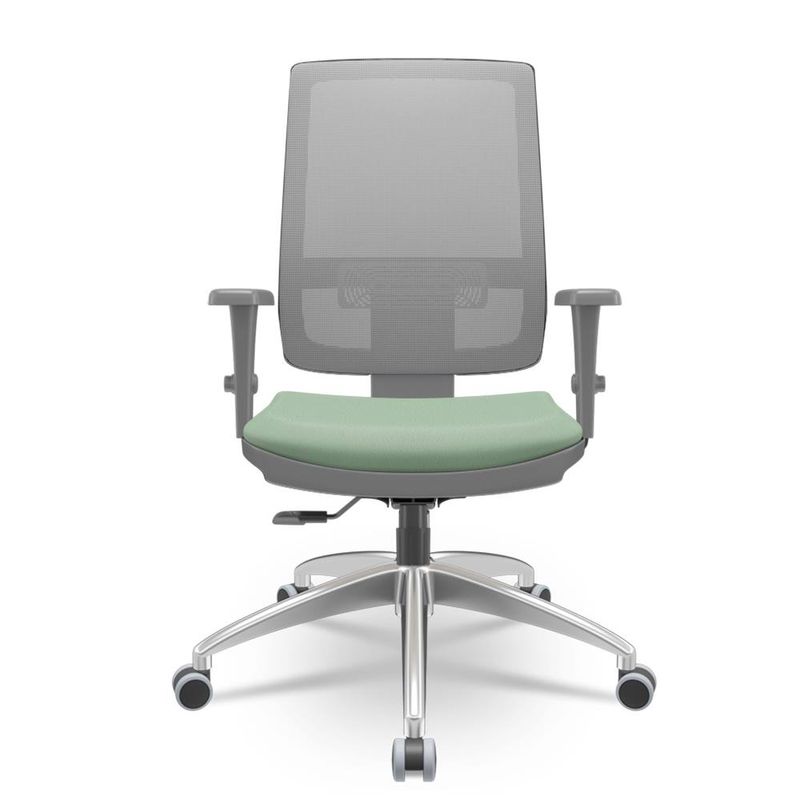 CadeiraBrizzaDiretorGrafiteTelaCinzaAssentoVinilVerdeBaseRelaxPlaxAluminio66029