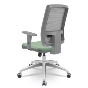 Cadeira Brizza Diretor Grafite Tela Cinza Assento Vinil Verde Base RelaxPlax Alumínio - 66029