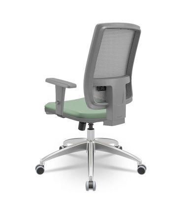 Cadeira Brizza Diretor Grafite Tela Cinza Assento Vinil Verde Base RelaxPlax Alumínio - 66029