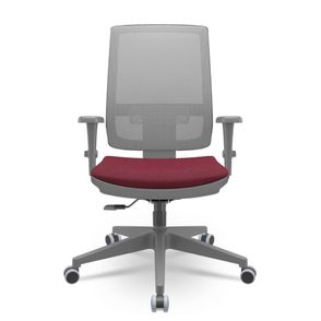 Cadeira Brizza Diretor Grafite Tela Cinza Assento Poliester Vinho Base RelaxPlax Alumínio - 66035