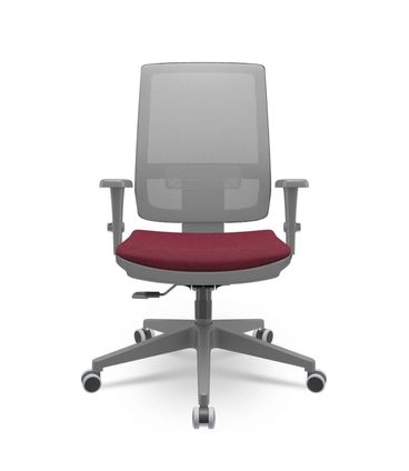 Cadeira Brizza Diretor Grafite Tela Cinza Assento Poliester Vinho Base RelaxPlax Alumínio - 66035