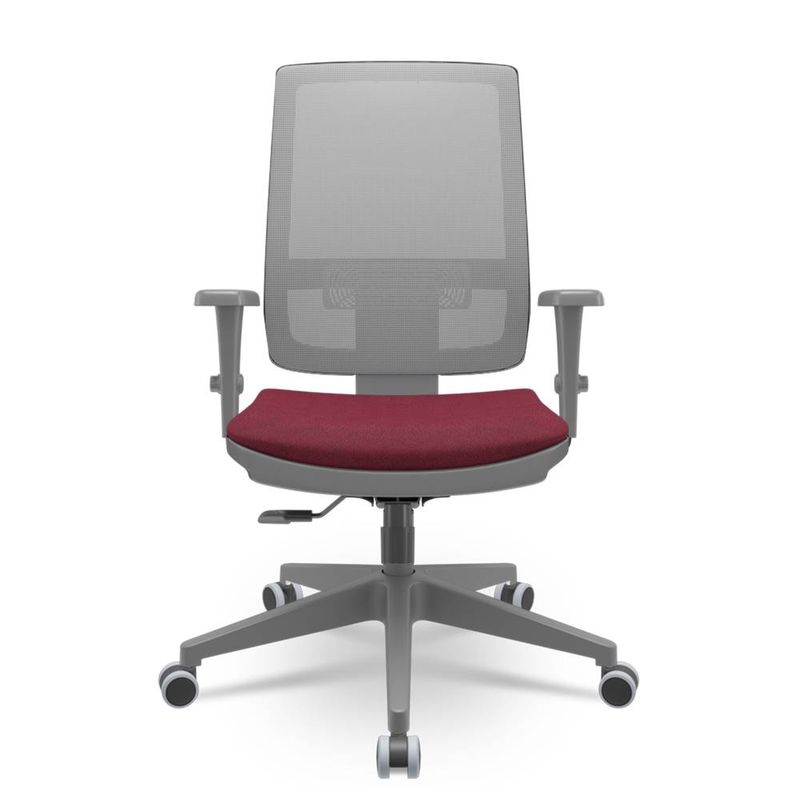 CadeiraBrizzaDiretorGrafiteTelaCinzaAssentoPoliesterVinhoBaseRelaxPlaxAluminio66035