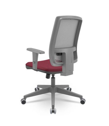 Cadeira Brizza Diretor Grafite Tela Cinza Assento Poliester Vinho Base RelaxPlax Alumínio - 66035