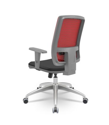 Cadeira Brizza Diretor Grafite Tela Vermelha Assento Aero Preto Base RelaxPlax Alumínio - 66041