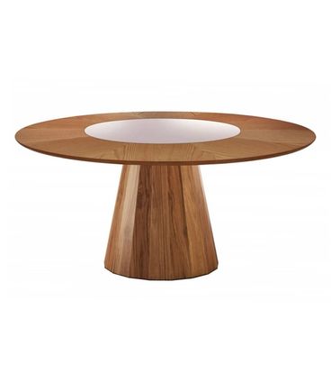 Mesa Akira Tampo Cinamomo Vidro Central Off white 130cm - 55547