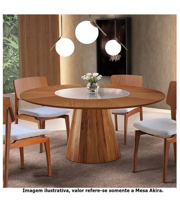 Mesa Akira Tampo Cinamomo Vidro Central Off white 130cm - 55547