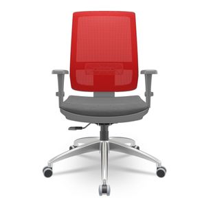 Cadeira Brizza Diretor Grafite Tela Vermelha Assento Poliester Cinza Base RelaxPlax Aluminio  - 66053