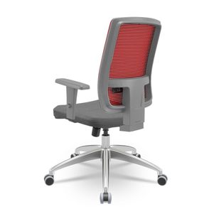 Cadeira Brizza Diretor Grafite Tela Vermelha Assento Poliester Cinza Base RelaxPlax Aluminio  - 66053
