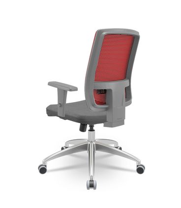 Cadeira Brizza Diretor Grafite Tela Vermelha Assento Poliester Cinza Base RelaxPlax Aluminio  - 66053
