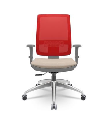 Cadeira Brizza Diretor Grafite Tela Vermelha Assento Poliester Fendi Base RelaxPlax Aluminio  - 66054