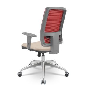 Cadeira Brizza Diretor Grafite Tela Vermelha Assento Poliester Fendi Base RelaxPlax Aluminio  - 66054