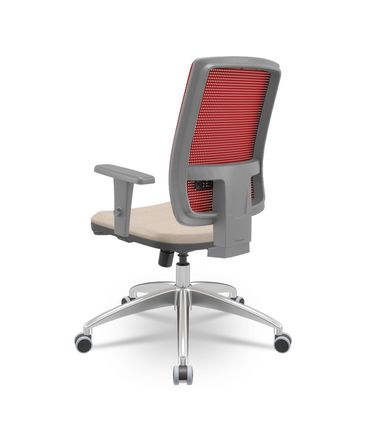 Cadeira Brizza Diretor Grafite Tela Vermelha Assento Poliester Fendi Base RelaxPlax Aluminio  - 66054