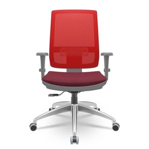 Cadeira Brizza Diretor Grafite Tela Vermelha Assento Poliester Vinho Base RelaxPlax Alumínio - 66055
