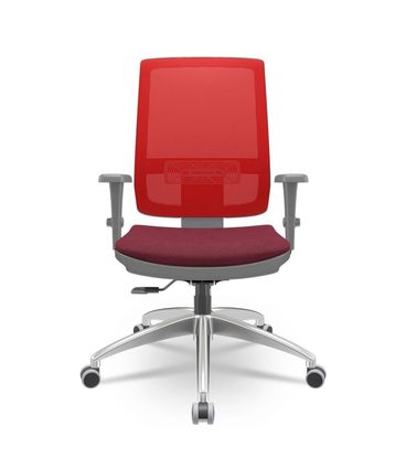 Cadeira Brizza Diretor Grafite Tela Vermelha Assento Poliester Vinho Base RelaxPlax Alumínio - 66055