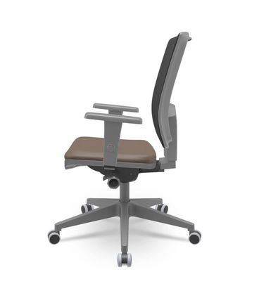 Cadeira Brizza Diretor Grafite Tela Preta Assento Vinil Marrom Autocompensador Piramidal - 66073