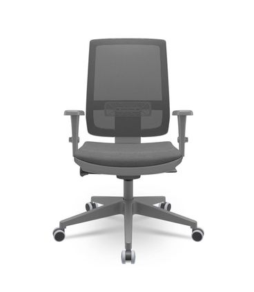 Cadeira Brizza Diretor Grafite Tela Preta Assento Vinil Cinza Autocompensador Piramidal - 66074