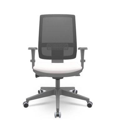 Cadeira Brizza Diretor Grafite Tela Preta Assento Vinil Branco Autocompensador Piramidal - 66076