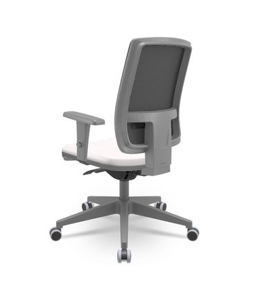 Cadeira Brizza Diretor Grafite Tela Preta Assento Vinil Branco Autocompensador Piramidal - 66076