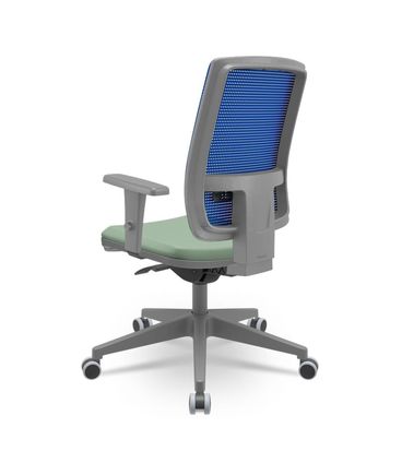 Cadeira Brizza Diretor Grafite Tela Azul Assento Vinil Verde Autocompensador Piramidal - 66161