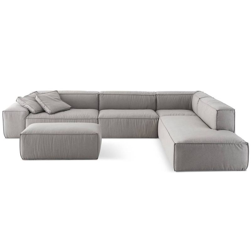 SofaFamilyBoxdeCanto360x200comPufe110cmLinhoCinza66078