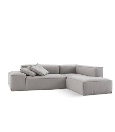 Sofá Family Box de 3 Lugares com Chaise Linho Cinza 260x200cm - 66134