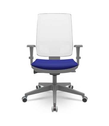 Cadeira Brizza Diretor Grafite Tela Branca Assento Aero Azul Base Autocompensador Piramidal - 66173