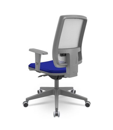 Cadeira Brizza Diretor Grafite Tela Branca Assento Aero Azul Base Autocompensador Piramidal - 66173