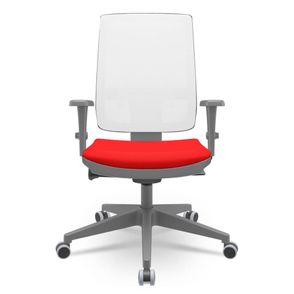 Cadeira Brizza Diretor Grafite Tela Branca Assento Aero Vermelho Base Autocompensador Piramidal - 66174