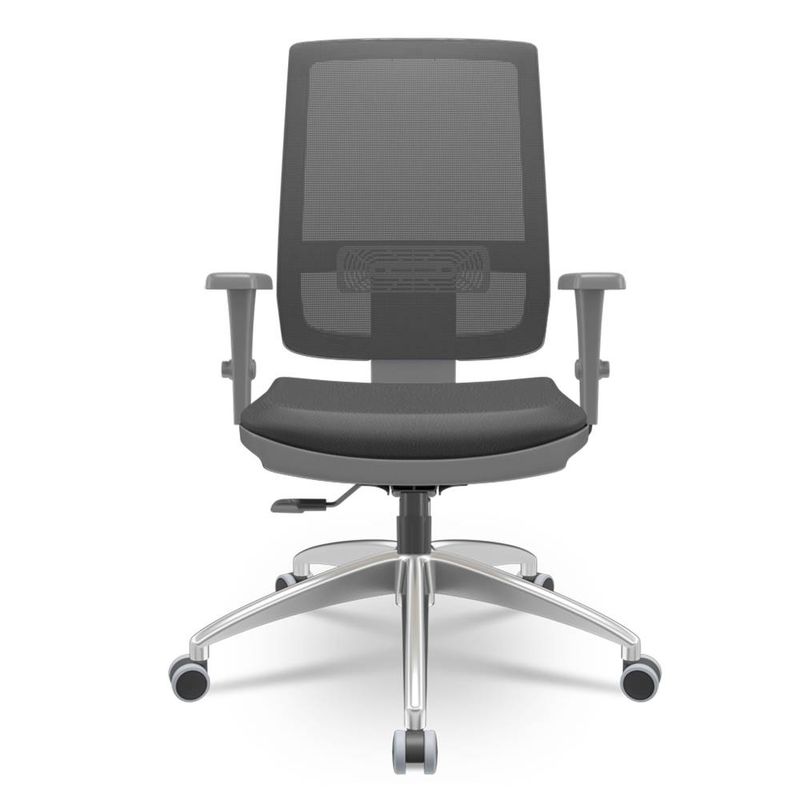 CadeiraBrizzaDiretorGrafiteTelaVermelhaAssentoAeroPretoBaseAutocompensadorPiramidal