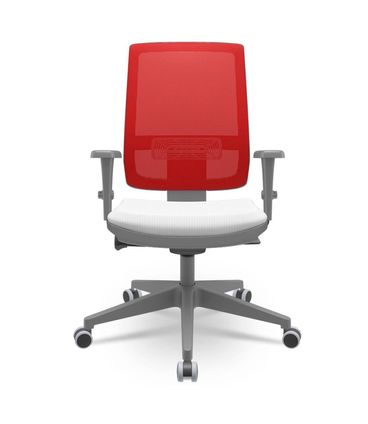 Cadeira Brizza Diretor Grafite Tela Vermelha Assento Aero Branco Base Autocompensador Piramidal - 66213