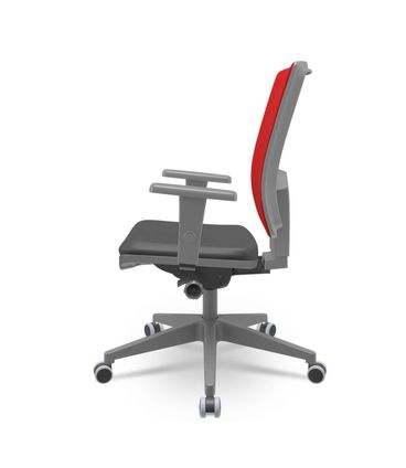 Cadeira Brizza Diretor Grafite Tela Vermelha Assento Vinil Preto Autocompensador Piramidal - 66226