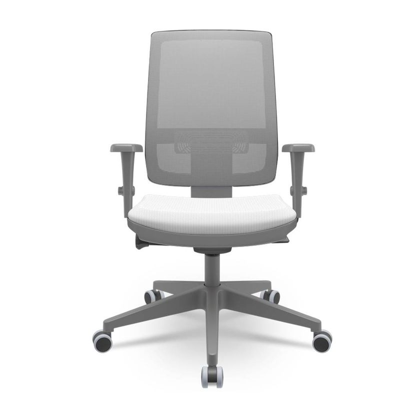 CadeiraBrizzaDiretorGrafiteTelaCinzaAssentoAeroBrancoBaseAutocompensadorPiramidal66244