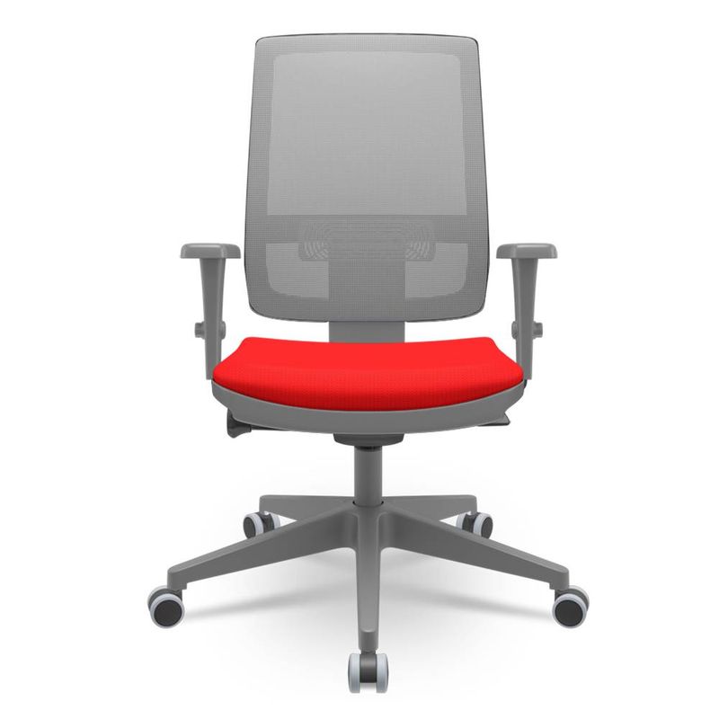CadeiraBrizzaDiretorGrafiteTelaCinzaAssentoAeroVermelhoBaseAutocompensadorPiramidal66250