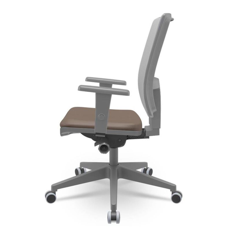 CadeiraBrizzaDiretorGrafiteTelaCinzaAssentoVinilMarromAutocompensadorPiramidal66257