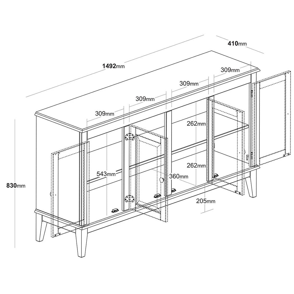 Buffet-Antoine-4-Portas-cor-Off-White-com-Amendoa-149cm