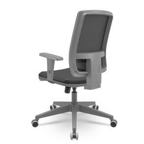 Cadeira Brizza Diretor Grafite Tela Preta Assento Vinil Marrom Base RelaxPlax Piramidal - 66297