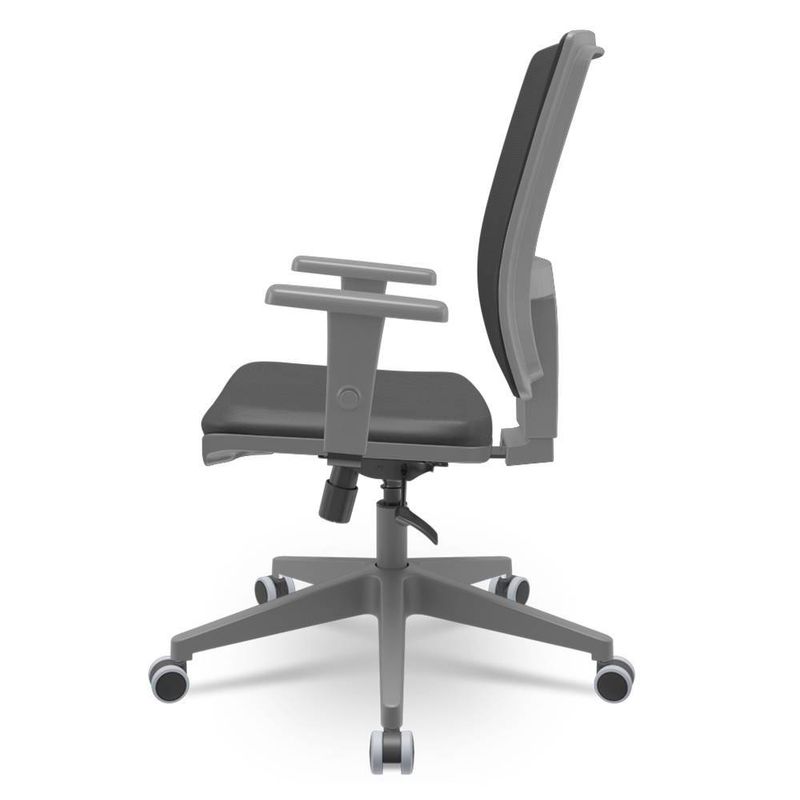 CadeiraBrizzaDiretorGrafiteTelaPretaAssentoVinilMarromBaseRelaxPlaxPiramidal66297