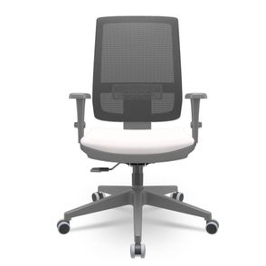 Cadeira Brizza Diretor Grafite Tela Preta Assento Vinil Eco Branco Base RelaxPlax Piramidal - 66305