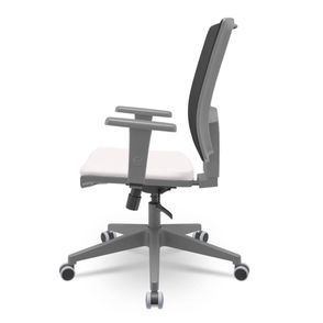 Cadeira Brizza Diretor Grafite Tela Preta Assento Vinil Eco Branco Base RelaxPlax Piramidal - 66305