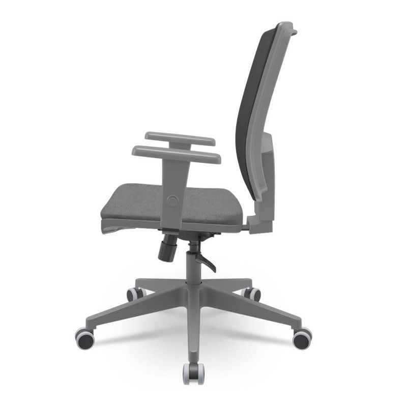 CadeiraBrizzaDiretorGrafiteTelaPretaAssentoPoliesterCinzaBaseRelaxPlaxPiramidal66308